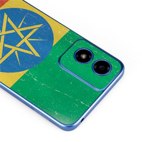 Ethiopia Flag Distressed Moto G Play 4G (2024) Skin